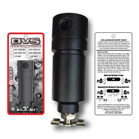 AVS 3/8" Water Trap-BLACK With Drain Cock