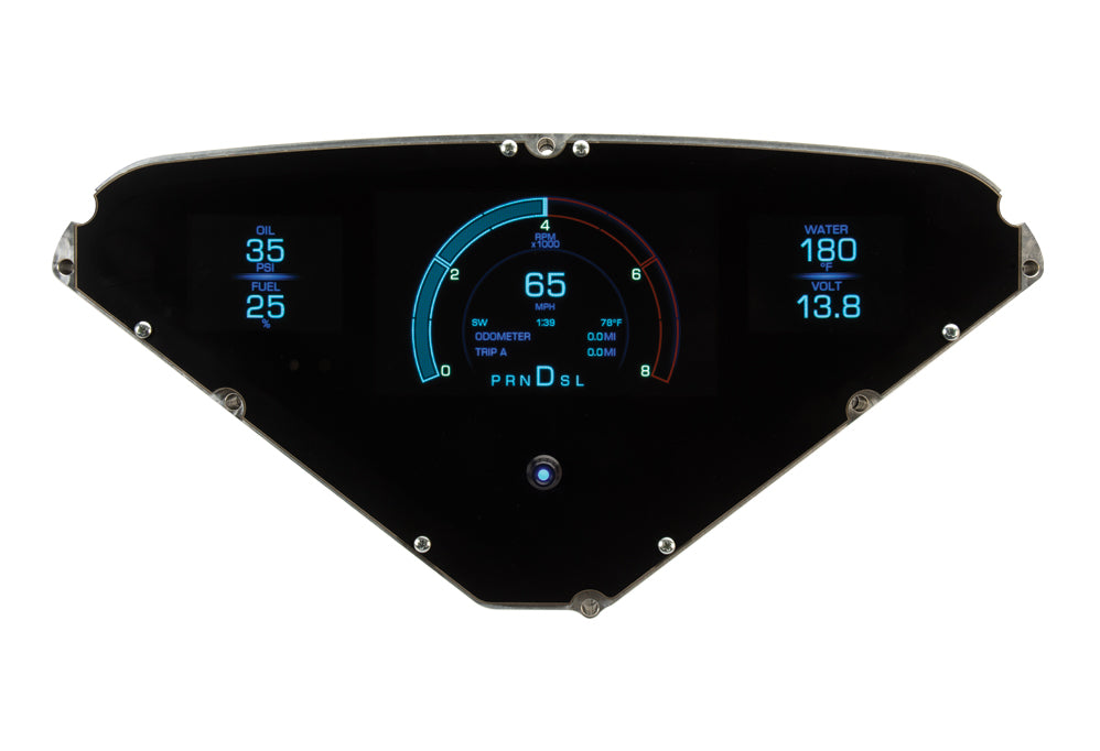 Dolphin Quad 2 Gauge Dash Panel Cluster For 1955-1959 Chevy Truck - Black, Analog/Digital, Vintage Style