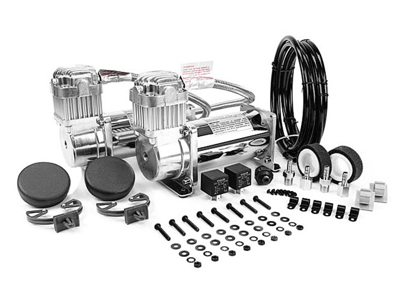 thumbnail image 2 of VIAIR 380C Dual Pack Stealth Black Air Suspension Compressor Pump – For Air Ride Bags 2 of 6