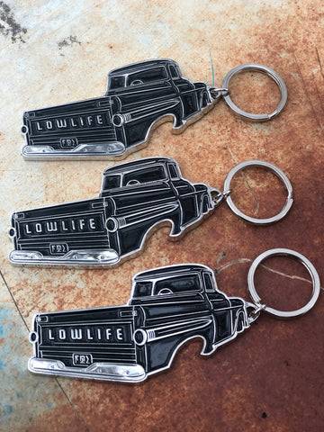 The LowLife Fleetside Bottle Opener key Chain
